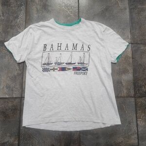 Vintage 90s Bahamas Freeport Men's Large Double Collar Single Stitch T Shirt